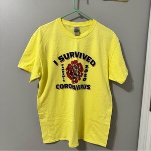 Gildan Yellow 'I Survived Coronavirus' T-Shirt